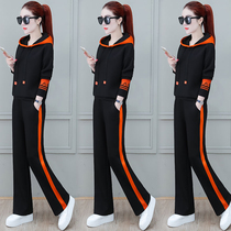 Leisure features wide leg pants set women autumn 2021 new sports style ins two-piece foreign temperament fashion