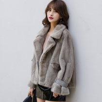 Imported velvet mink coat womens new whole mink mink fur short young female motorcycle fashion coat