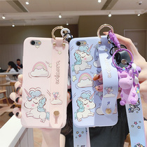  Apple 6splus mobile phone shell iPhone6 mobile phone cover Apple 6s protective cover 6plus soft silicone Apple 5s net celebrity 5se doll cute unicorn doll hanging lanyard girl