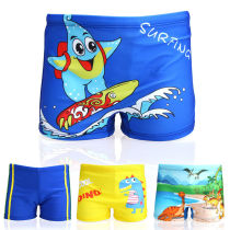 New boys swimming trunks cartoon childrens swimsuit size boy boy flat four corners baby swimming trunks head goggle set