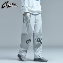 GUUKA gray drop straight pants mens tide card students hip-hop printing Japanese multi-bag sports pants loose