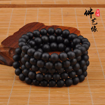 Natural Black Buffalo Horn Round Pearl Buddha Pearl 108 Hidden Prayer Beads Handstring Bracelet Long String Necklace