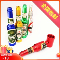 Portable detachable creative beer bottle smoke bucket aluminium alloy dry-heating straight smoke rod to send smoke bucket combustion-supporting mesh sheet