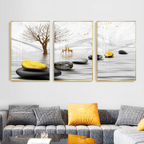 Living room decorative painting modern simple light luxury sofa background wall mural crystal porcelain stone to run wall painting triple hanging painting