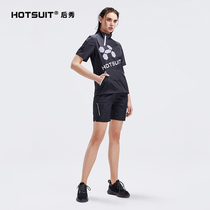 HOTSUIT post-show sweat suit womens suit summer sweat large size sportswear short-sleeved fitness suit running dance