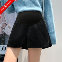 Pregnant womens leggings autumn and winter a-line thickened velvet wide-leg pants small tide mom bottoming shorts can be worn outside in winter