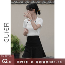 GUIER Black Folds Half Body Dress 2022 New High Waist A Character Summer Thin hot girl Short Skirt Woman