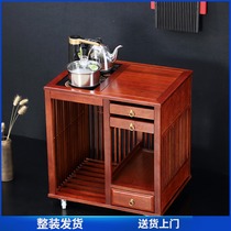 Solid Wood tea cabinet simple household tea table induction cooker automatic tea set Integrated Mobile tea table side corner cabinet