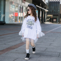 next sara girl clothes 2021 Spring and Autumn New loose fake two-piece set children long foreign style top