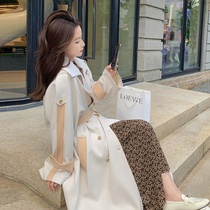 Beige trench coat womens spring and autumn in the long 2021 New temperament senior sense this year popular coat