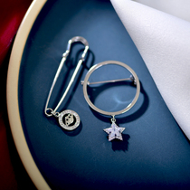 High-end women luxury brooch anti-light buckle cardigan pin buckle fixed clothes accessories ins tide personality buckle