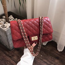 Singapore texture net red leather bag women's 2021 new diamond chain Joker slung shoulder bag