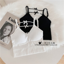 Japan hit bottom hitch outside wearing harness blouse blouse womens summer small crowdsweetened butterfly knot beauty back small vest woman