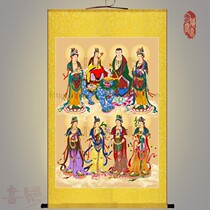 Eight Bodhisattvas Buddha images scroll paintings Guanyin medicine king Bodhisattva Buddha Hall temple worship decorative paintings silk paintings
