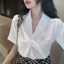 French style white shirt women's 2021 summer new Joker temperament slim business wear fashion chiffon shirt