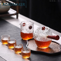 Rodmeco Modern Japanese-style heat-resistant glass Kung Fu tea set Household gift simple tea transparent teacup set