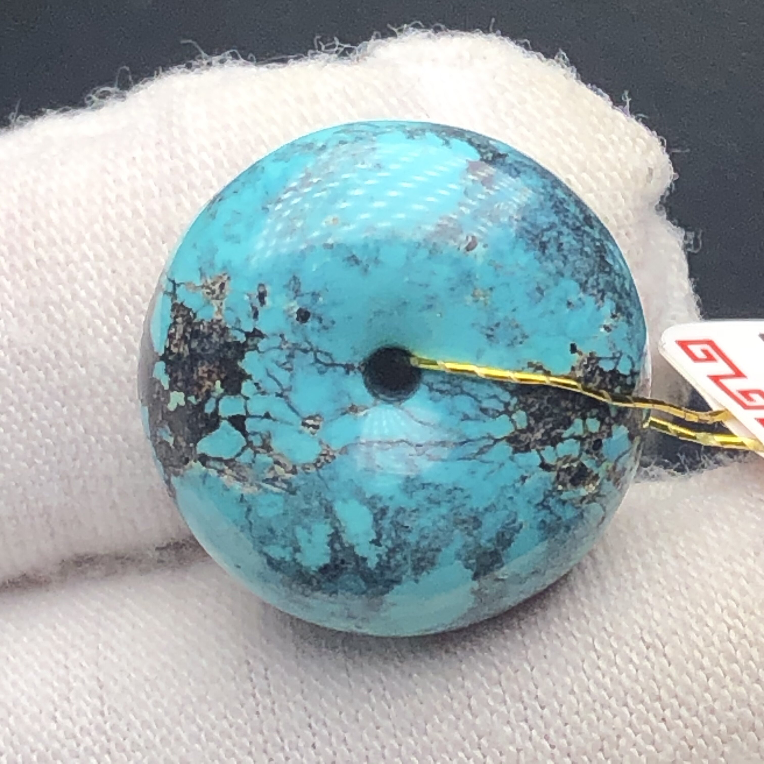 Boutique high porcelain green pine stone Ping An buckle pendant bread ring 19mm