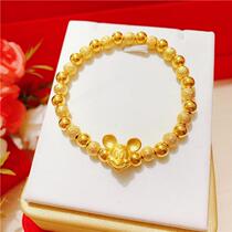 Zhou Dafu Huanmei Mouse 18K Gold Transfer Beads Bracelet Hand Strings Gold Duozodiac Mouse This Year Female Gold Jewelry