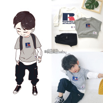 20 Spring and Autumn New Japanese men and women children set cotton terry long sleeve T-shirt vest tooling pants