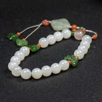 Yunxing live natural Xinjiang Hetian jade bracelet men and women white jade bracelet handmade diy