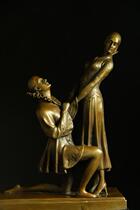 Japanese workshop ornaments bronze statue couple dance posture milo 32cm sculpture statue decoration bronze statue