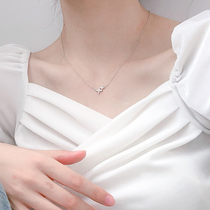 s925 sterling silver flash diamond four Awn star necklace light luxury cold wind niche ins simple female temperament star choker
