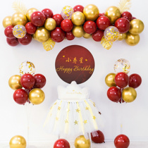 China red theme birthday arrangement baby Hundred Days banquet balloon decoration 1 year old Chinese style capture week background wall poster 2