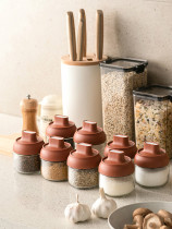 MSG seasoning jar glass household lid spoon one salt jar seasoning storage box set kitchen honey bottle