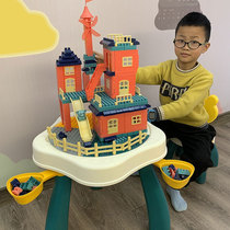 Childrens building block table multi-function large assembly toy boys and girls puzzle early education big particle learning dual-purpose