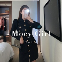 sandro asw small fragrance high waist dress female 2022 spring new French famous lavish luxury black dress