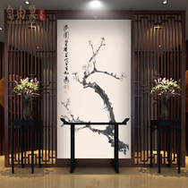 New Chinese style Solid Wood Hollow screen partition decoration living room entrance background wall hotel hall large partition wall