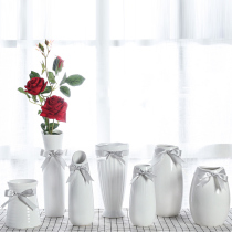 Simple modern vase desktop living room TV cabinet ornaments white porcelain hipster dried flower arrangement creative ceramic flower Flower