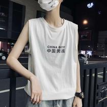 Mens vest sleeveless T-shirt male trendy brand ins wear tide summer sports trend hip hop loose summer waistcoat top