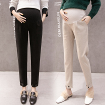 Maternity pants Autumn and winter pants nine-point pants fashion trend mom thickened hair Pregnant pants leggings women