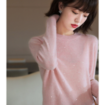 JOLIMENT gentle and firm good to wear want to hold themselves hot diamond embellishment round neck wool sweater women
