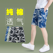 Summer pure cotton shorts men leisure five points cotton pants loose middle-aged large-scale home beach pants