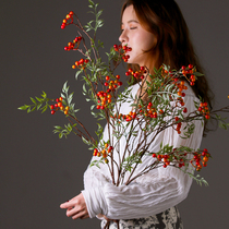 Horse mulberry fruit leaf branch simulation flower living room large bundle floor ornaments autumn fruit branches rich fruit fake flower decoration