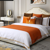 American Bed Goods Home Soft-mounted Multi-Piece Villa Boilerplate Room Bed Pint Custom Quilted Style With Core Orange Color