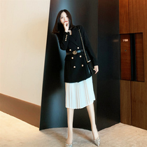 2021 new womens autumn costume temperament chic French retro high design sense suit suspender dress set