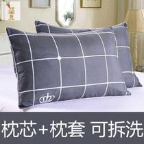 Pillow pair double home sleep help cervical spine single with pillowcase student dormitory mens whole head hotel pillow core