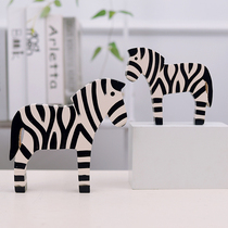 Nordic style wooden zebra ornamentsCreative animal wood carving furnishings home wine cabinet decorations wedding gifts