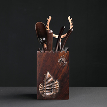 Ebony tea ceremony six gentlemen tea clip tea needle pure copper tea spoon kung fu tea set solid wood tea tray accessories tea ceremony zero match