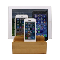 Creative Solid Wood Bamboo Bracket Mobile Phone Tablet Charging Bracket Universal Base Desktop Charging Wire Containing Box