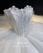 Wedding dress 2021 new bride main yarn princess style temperament French heavy industry luxury long tail wedding dress 2022 new