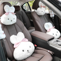 Car headrest neck pillow a pair of cartoon cute plush rabbit car seat pillow car waist shoulder cover