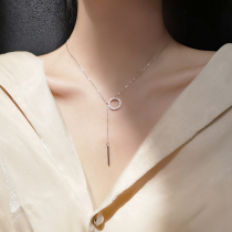 Small moose man 925 Circle necklace female sterling silver tassel choker advanced ins cold wind light luxury niche design