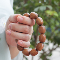 Indian old mountain sandalwood hand string male straight date beads single Circle Bracelet female old material Buddha beads oval beads black meat submerged