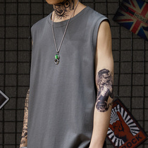 oversize vest mens Japanese retro simple solid color loose sleeveless T-shirt Tide brand wild Korean version vest