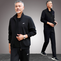 Middle-aged and elderly sports suit mens spring and autumn casual father coat brand 50 years old 60 mens autumn three-piece middle-aged