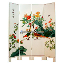  Yangzhou lacquerware factory direct sales Neoclassical furniture painted four-fold screen partition icing on the cake Custom lacquer flower